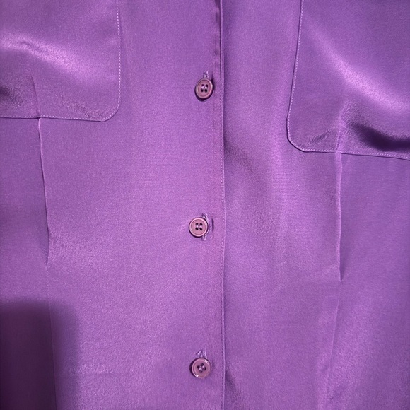 Dior Purple Buttoned Notched Collar Blouse Size 10 - Picture 4 of 5